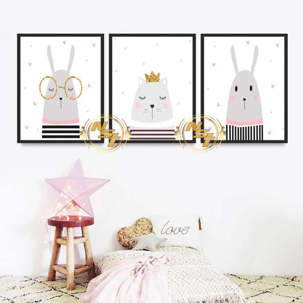 تابلو دیواری کودک سه تکه خرگوش کد GH021