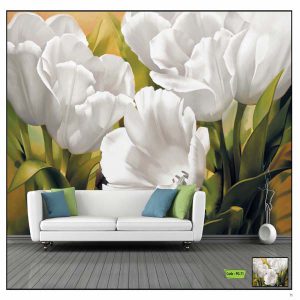 پوستر دیواری گل های سفید