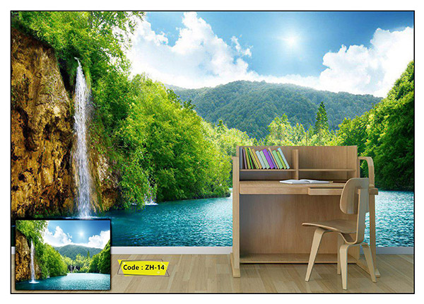 پوستر رودخانه و آبشار و جنگل کد ZH-14