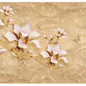 پوستر لاکچری طلایی با گل های لیلیوم کد P0419
