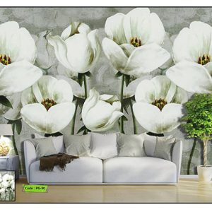 پوستر چاپی با طرح گلهای سفید کد PG-90