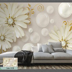 پوستر گلهای مرواریدی با حباب های سفید کد R-28