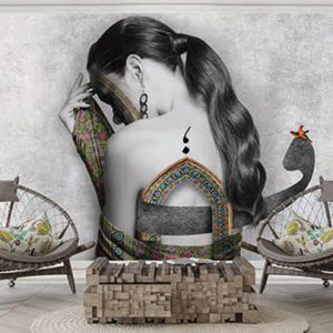 پوستر دیواری زن همراه حرف فارسی کد PA269