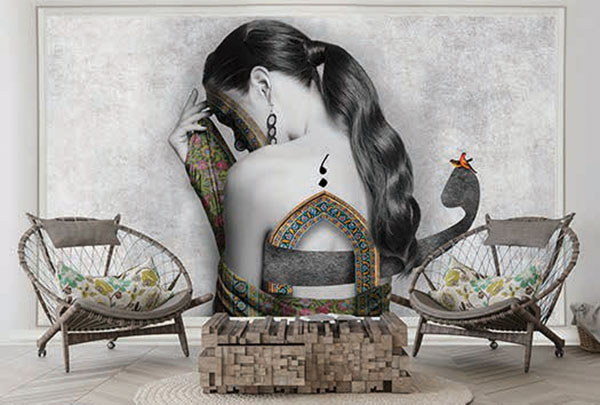 پوستر دیواری زن همراه حرف فارسی کد PA269