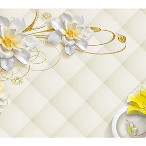 پوستر گلهای سه بعدی زرد و سفید کد P0451