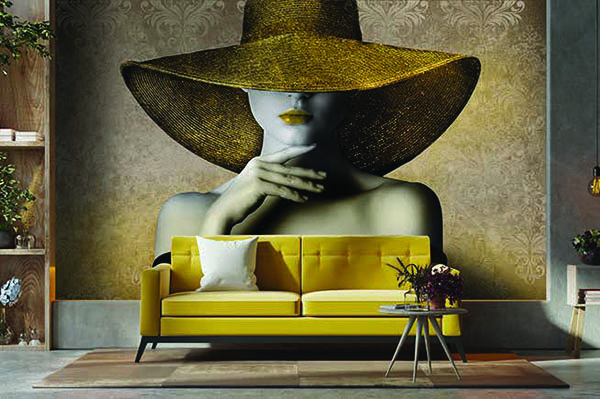 پوستر چهره زن با کلاه طلایی کد PA404